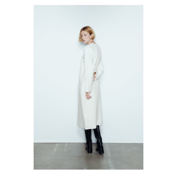 NWT ZARA oversized white midi dress with front pockets and long sleeves - Picture 6 of 11